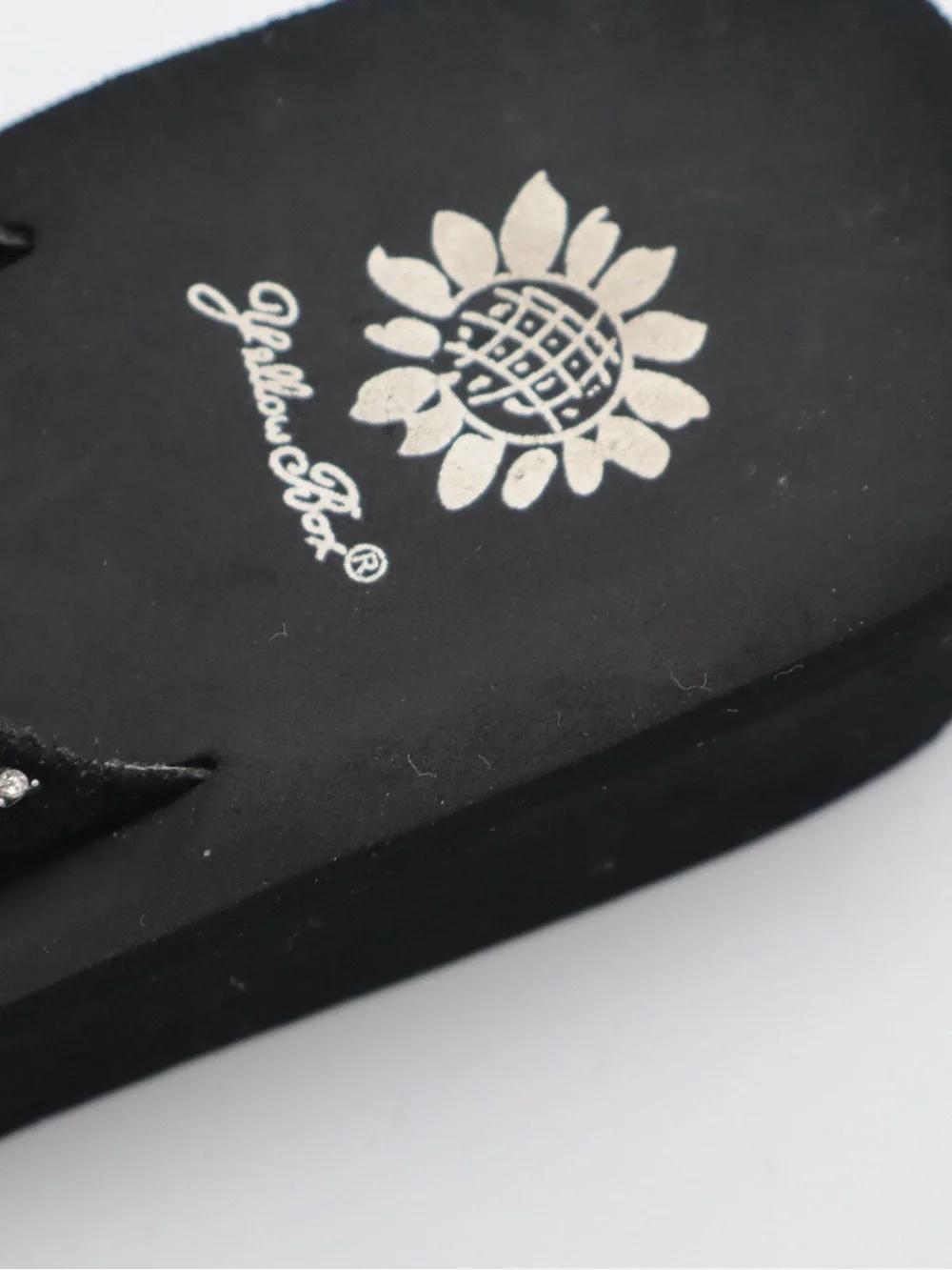 Yellow Box Black Jeweled Thong Sandals - Picture 6 of 7